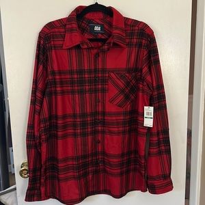 ODA size L red plaid flannel men’s shirt